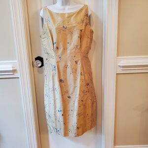 Ann Taylor Beige Floral Embroidered Cocktail Dress